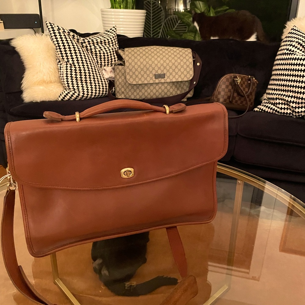 Vintage Coach Laptop bag. Thick brass hardware and vintage thick leather.